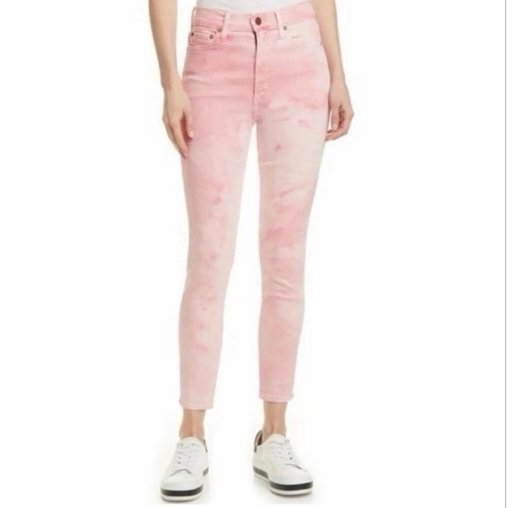 Alice + Olivia Good High Rise Skinny Jeans Crystal Cloud Pink Tie Dye Size 29